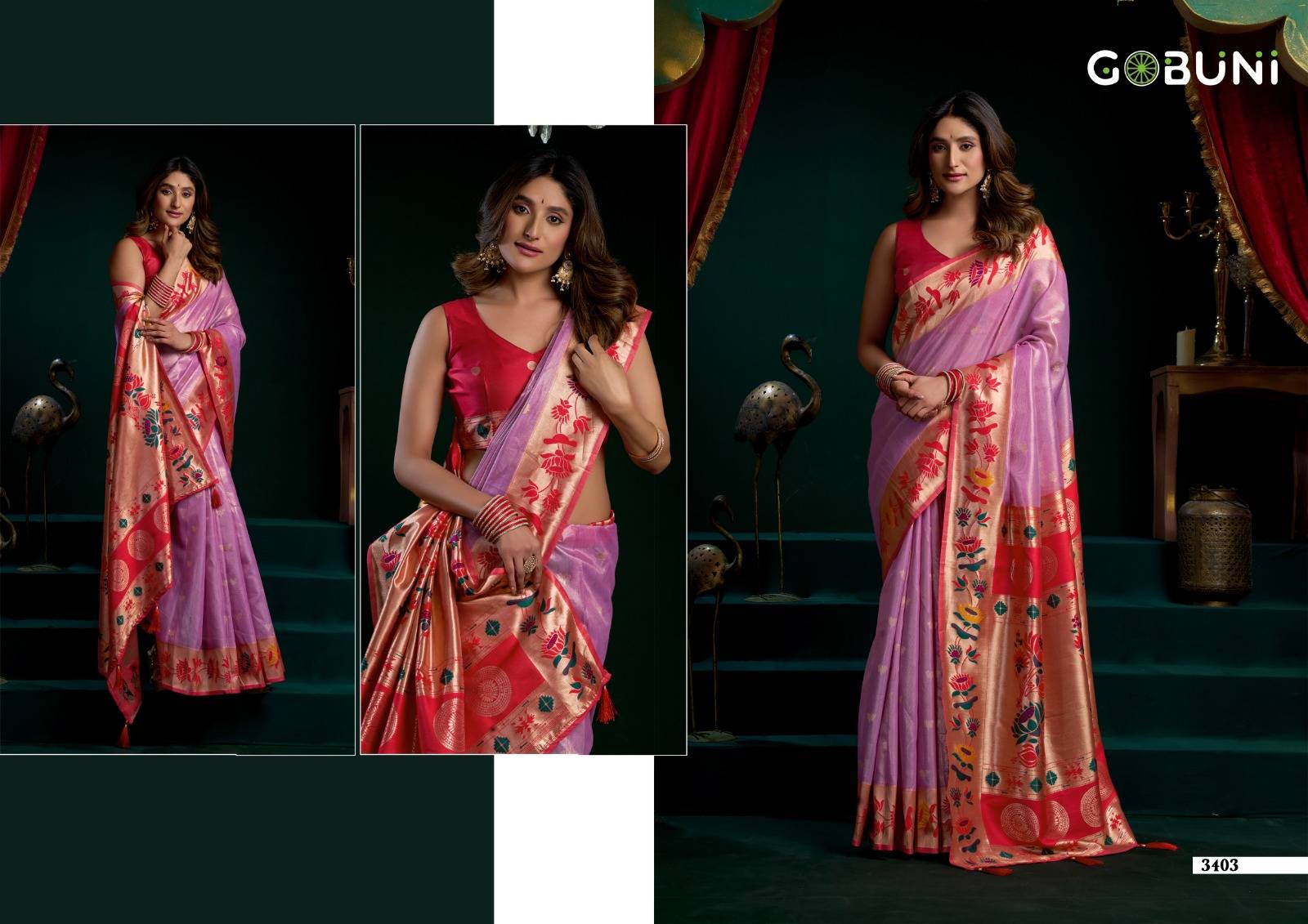 SEERAT BY GOBUNI 3401 TO 3406 Series Indian Traditional Wear Collection Beautiful Stylish Fancy Colorful Occasional Wear Tissue Sarees At Wholesale Price